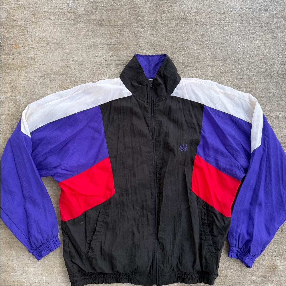 Vintage JCPenny USA Olympics Windbreaker Jacket Men’s Large Multicolor Full Zip